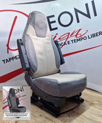 Coppia di Coprisedili su misura per Fiat Ducato 2017–2025 – Modello AIR - Grigio-Beige