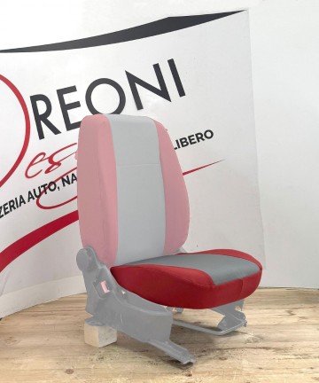 Fodera di rivestimento singola SOLO SEDUTA per Fiat Panda 169 - Tessuto rosso/grigio